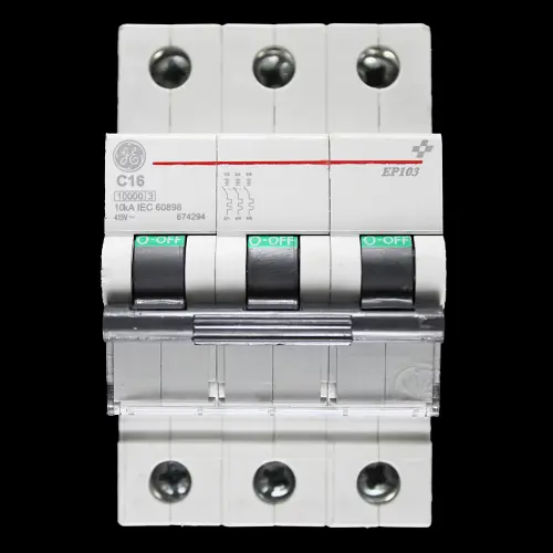GENERAL ELECTRIC 16 AMP CURVE C 10kA TRIPLE POLE MCB CIRCUIT BREAKER EP103