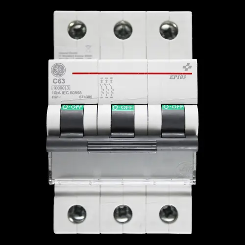 GENERAL ELECTRIC 63 AMP CURVE C 10kA TRIPLE POLE MCB CIRCUIT BREAKER EP103