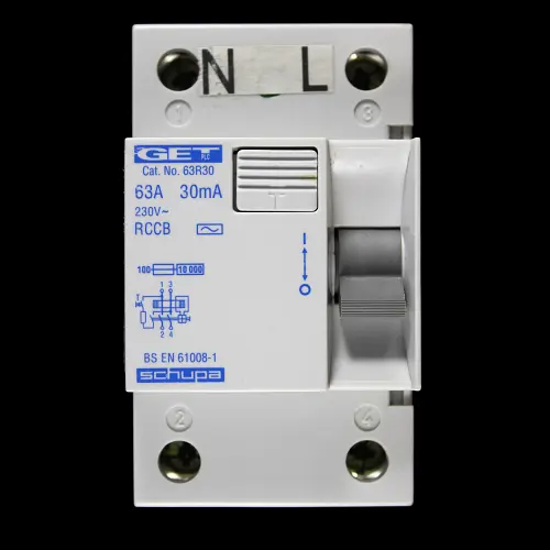 GET 63 AMP 30mA DOUBLE POLE RCCB RCD TYPE AC SCHUPA 63R30