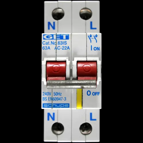 GET 63 DOUBLE POLE MAIN SWITCH DISCONNECTOR 63IS SCHUPA AC-22A