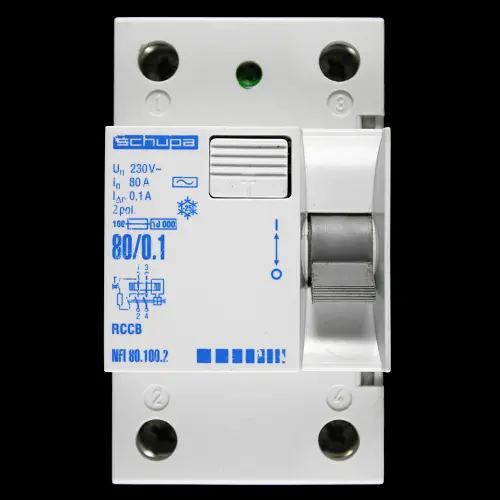 SCHUPA 80 AMP 100mA DOUBLE POLE RCCB TYPE AC NFI 80.100.2