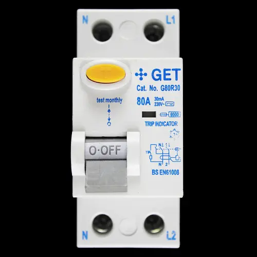 GET 80 AMP 30mA DOUBLE POLE RCD TYPE AC G80R30