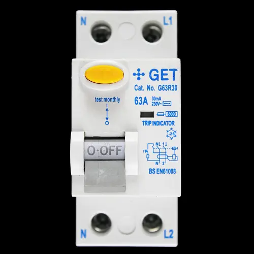 GET 63 AMP 30mA DOUBLE POLE RCD TYPE AC G63R30