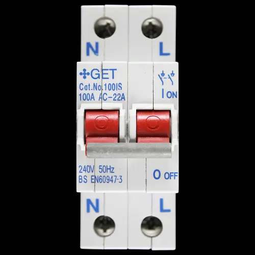 GET 100 AMP DOUBLE POLE MAIN SWITCH DISCONNECTOR AC22A 100IS