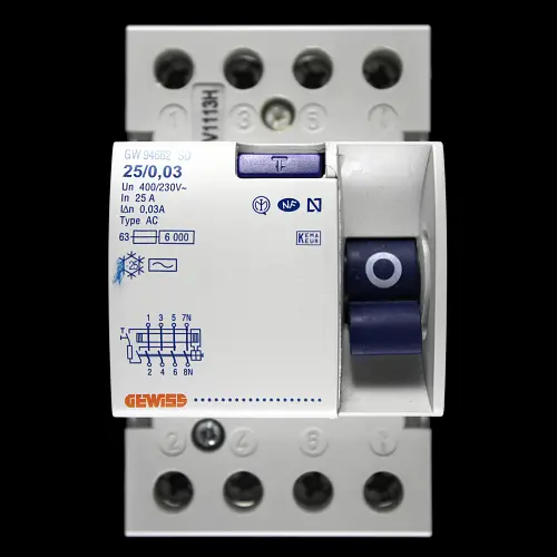 GEWISS 25 AMP 30mA FOUR POLE RCD TYPE AC GW 94662 90 SD-AC