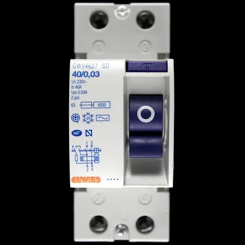 GEWISS 40 RCD DOUBLE POLE 30mA TYPE AC 40/0.03 GW94627 SD