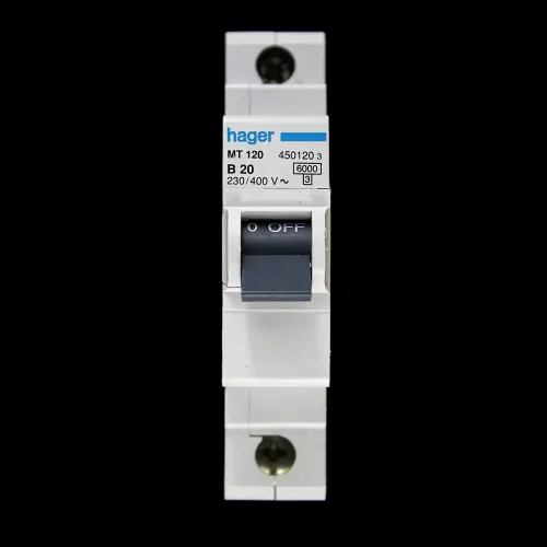 HAGER 20 AMP CURVE B 6kA MCB CIRCUIT BREAKER MT120 450120