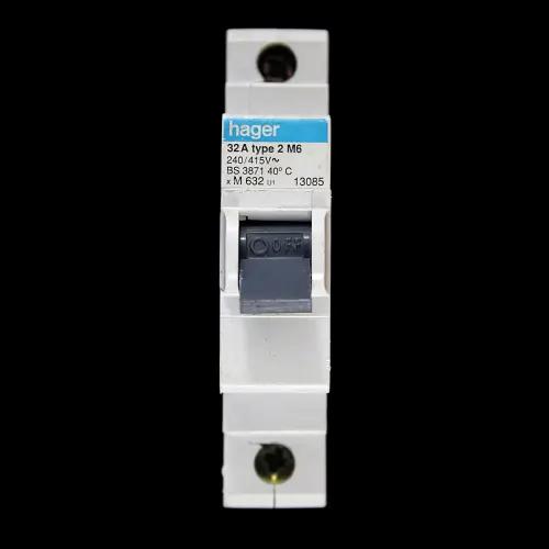 HAGER 32 AMP TYPE 2 M6 MCB CIRCUIT BREAKER M632 U1 13085
