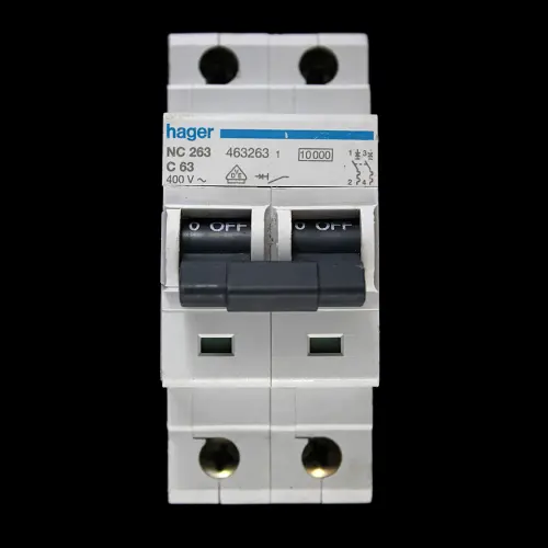 HAGER 63 AMP CURVE C 10kA DOUBLE POLE MCB CIRCUIT BREAKER NC263 463263