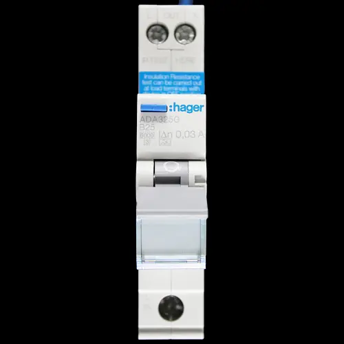 HAGER 25 AMP CURVE B 6kA 30mA RCBO TYPE A 101300 ADA325G