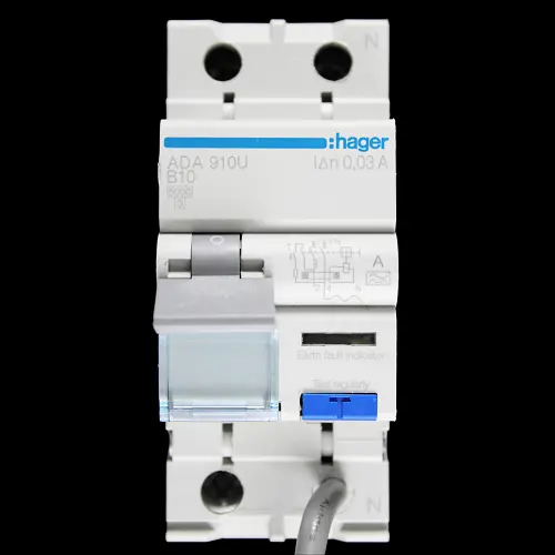 HAGER 10 AMP CURVE B 6kA 30mA DOUBLE POLE RCBO TYPE A ADA910U 101168