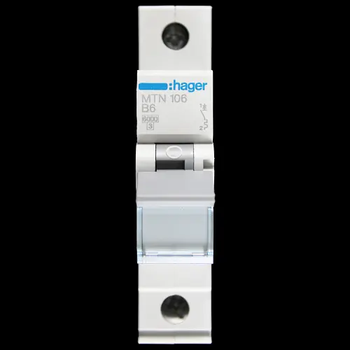 HAGER 6 AMP CURVE B 6kA MCB CIRCUIT BREAKER MTN106 434301