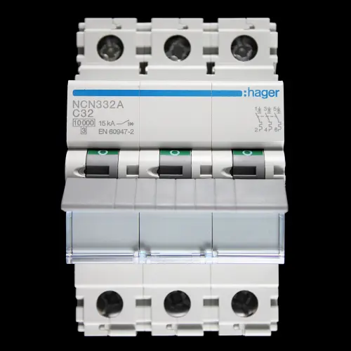HAGER 32 AMP CURVE C 10kA TRIPLE POLE MCB CIRCUIT BREAKER 461585 NCN332A
