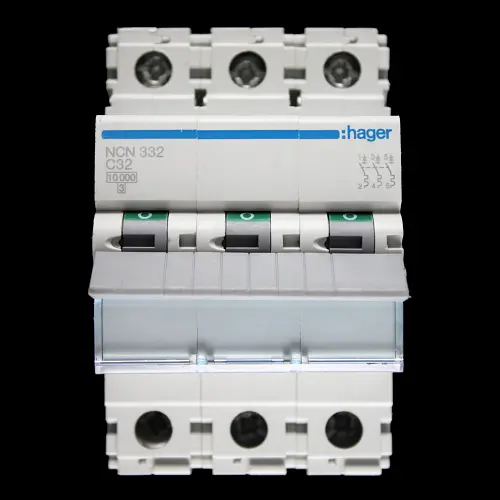 HAGER 32 AMP CURVE C 10kA TRIPLE POLE MCB CIRCUIT BREAKER NCN332 461495