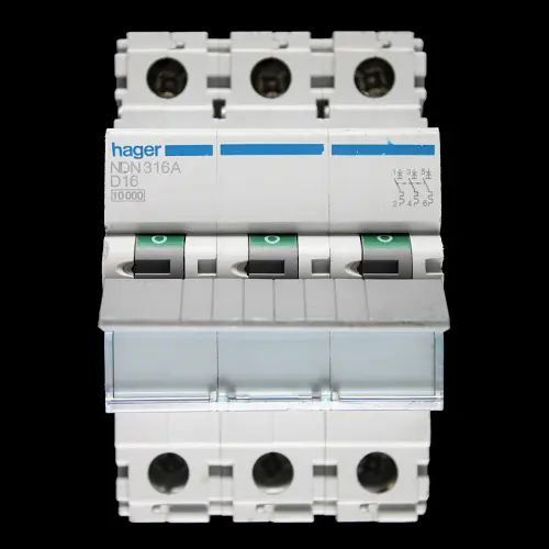 HAGER 16 AMP CURVE D 10kA TRIPLE POLE MCB CIRCUIT BREAKER NDN316A 461924