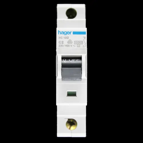 HAGER 2 AMP CURVE C 10kA MCB CIRCUIT BREAKER NC102 463102