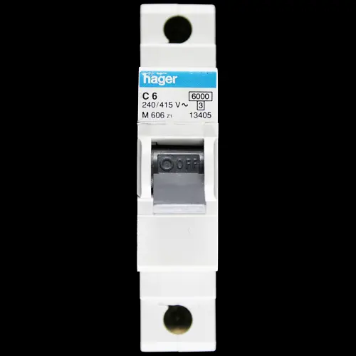 HAGER 6 AMP CURVE C 6kA MCB CIRCUIT BREAKER M606 Z1 13405