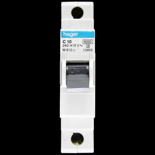 HAGER 10 AMP CURVE C 6kA MCB CIRCUIT BREAKER M610 Z1 13406