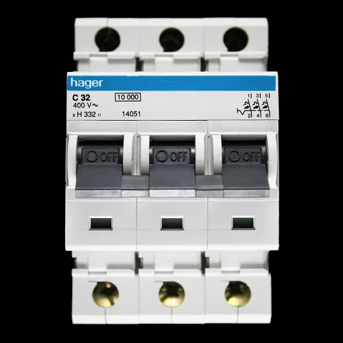 HAGER 32 AMP CURVE C 10kA TRIPLE POLE MCB CIRCUIT BREAKER H332 I1 14051