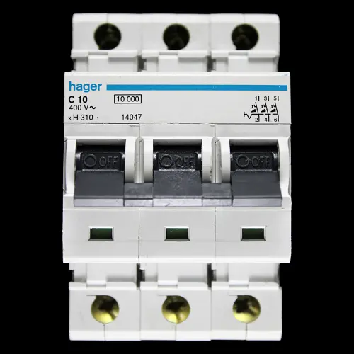 HAGER 10 AMP CURVE C 10kA TRIPLE POLE MCB CIRCUIT BREAKER H310 I1 14047