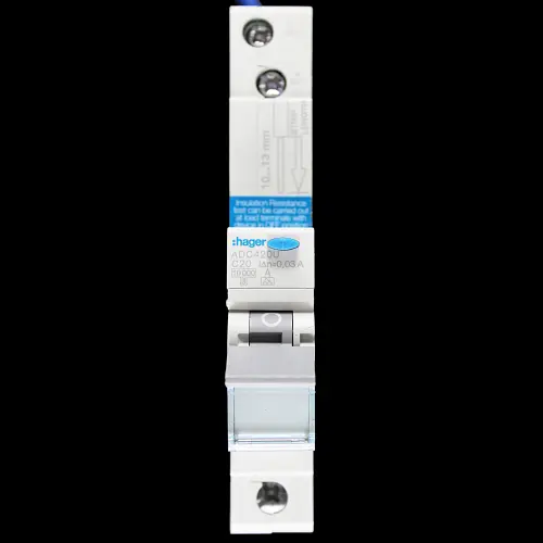 HAGER C 20 RCBO 10kA 30mA TYPE A 103700 ADC420U NB