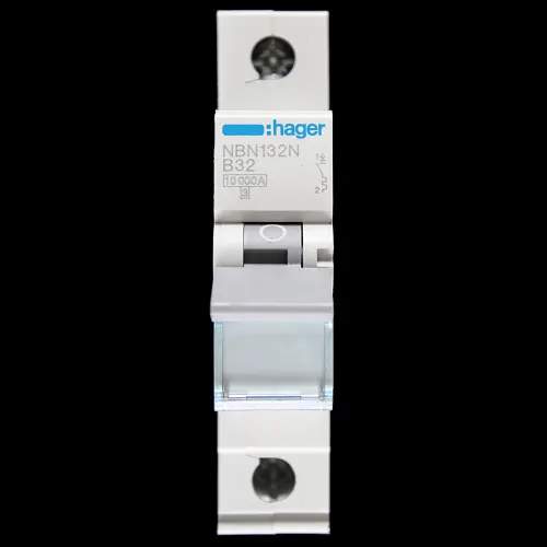 HAGER 32 AMP CURVE B 10kA MCB CIRCUIT BREAKER NBN132N 462069