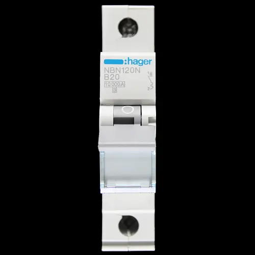 HAGER 20 AMP CURVE B 10kA MCB CIRCUIT BREAKER NBN120N 462067