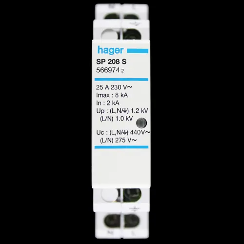 HAGER 25 AMP CLASS 2 SURGE PROTECTION DEVICE SPD SP208S 566974
