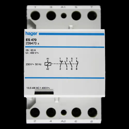 HAGER 63 AMP FOUR POLE 2NO 2NC CONTACTOR 230V COIL ES470 239470