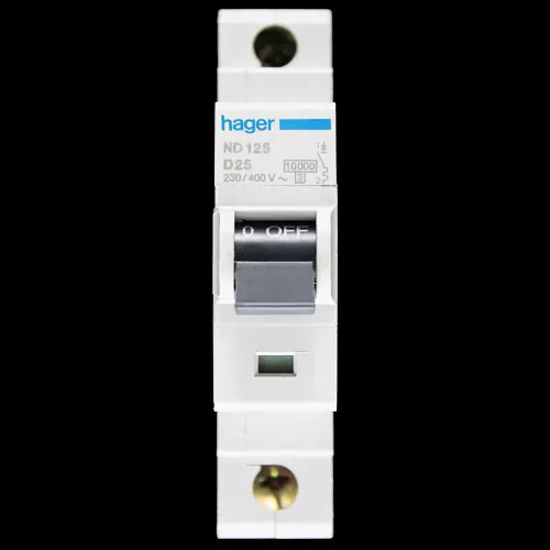 HAGER 25 AMP CURVE D 10kA MCB CIRCUIT BREAKER ND125 464125