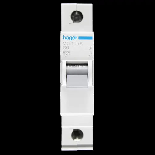 HAGER C 6 MCB 6kA CIRCUIT BREAKER 433705 MC106A G
