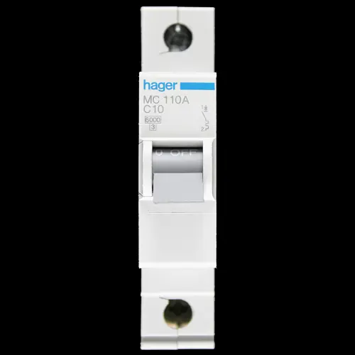 HAGER 10 AMP CURVE C 6kA MCB CIRCUIT BREAKER 433706 MC110A