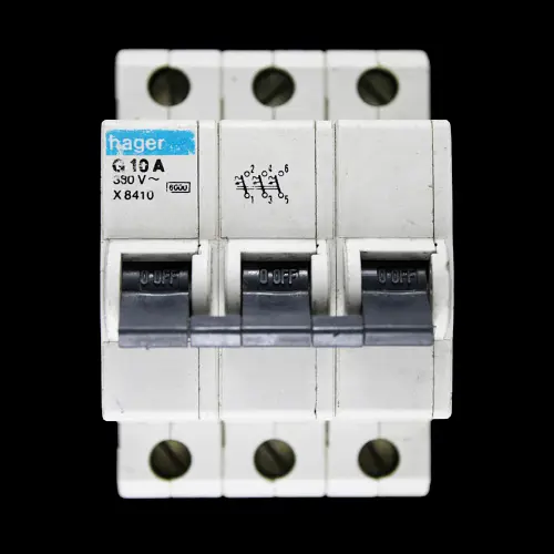 HAGER 10 AMP CURVE G 6kA TRIPLE POLE MCB CIRCUIT BREAKER X8410