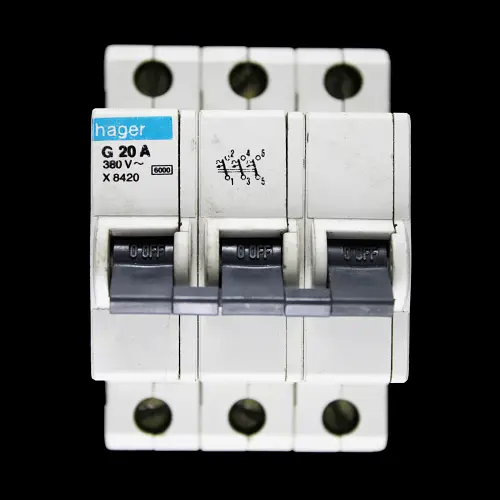 HAGER 20 AMP CURVE G 6kA TRIPLE POLE MCB CIRCUIT BREAKER X8420