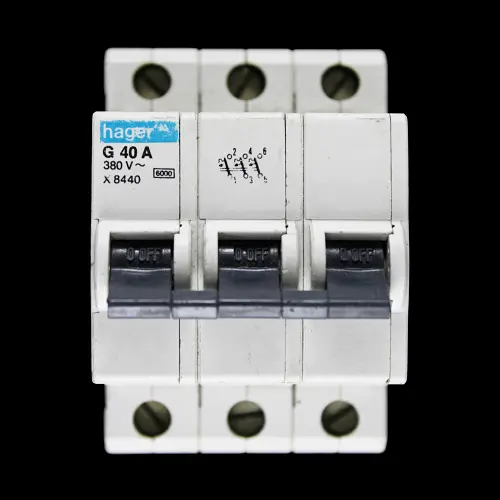 HAGER 40 AMP CURVE G 6kA TRIPLE POLE MCB CIRCUIT BREAKER X8440