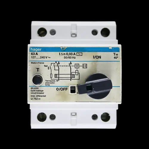 HAGER 63 AMP 30mA DOUBLE POLE ELCB RCD TYPE AC U762 01