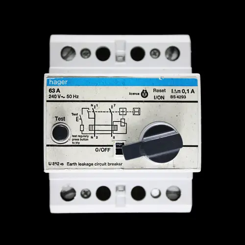 HAGER 63 AMP 100mA DOUBLE POLE ELCB RCD U862 45