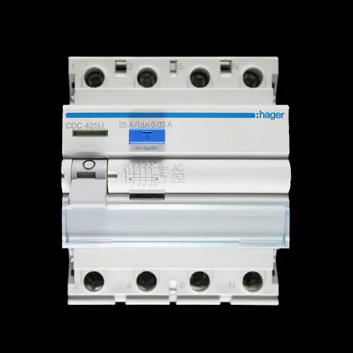 HAGER 25 AMP 30mA FOUR POLE RCD TYPE AC CDC425U 161499