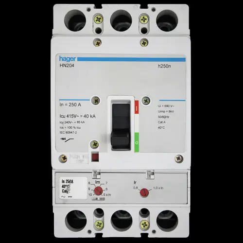 HAGER 250 AMP 40kA TRIPLE POLE MCCB HN204 H250N