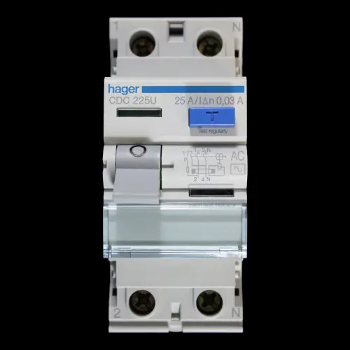 HAGER 25 AMP 30mA DOUBLE POLE RCD RCCB TYPE AC 161496 CDC225U