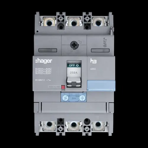 HAGER 250 AMP 40kA TRIPLE POLE MCCB 334777 HNB250H X250