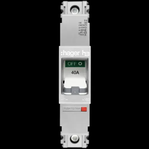 HAGER 40 AMP 18kA MCCB HDA038Z 313588 X160