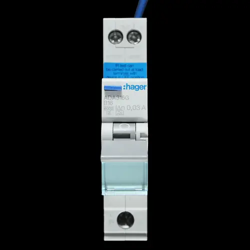 HAGER 16 AMP CURVE B 6kA 30mA RCBO TYPE A 101297 ADA316G