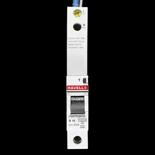 HAVELLS 10 AMP CURVE B 10kA 30mA RCBO TYPE A PSH110BR30