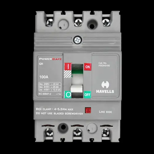 HAVELLS 100 AMP 25kA TRIPLE POLE MCCB POWERSAFE PSGH3100