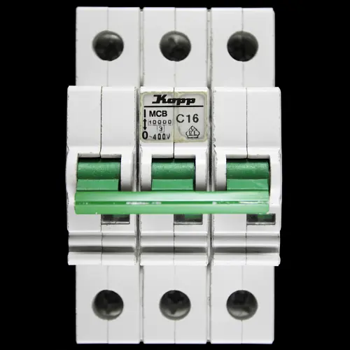 KOPP 16 AMP CURVE C 10kA TRIPLE POLE MCB CIRCUIT BREAKER