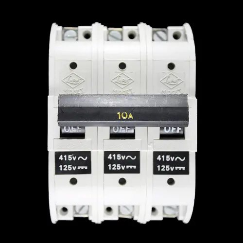 LUPUS 10 AMP TRIPLE POLE MCB CIRCUIT BREAKER MIDGET WHITE