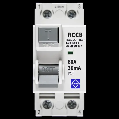 LEWDEN 80 AMP 30mA DOUBLE POLE RCCB TYPE A LEWDEN-80/30/2A