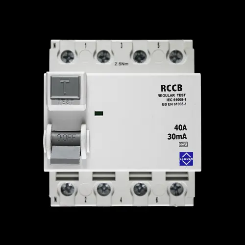 LEWDEN 40 AMP 30mA FOUR POLE RCCB TYPE A LEWDEN-40/30/4A