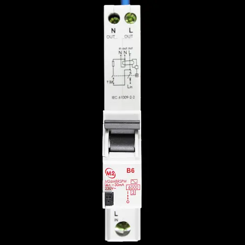 M2 6 AMP CURVE B 6kA 30mA RCBO TYPE AC M26MBRSPW